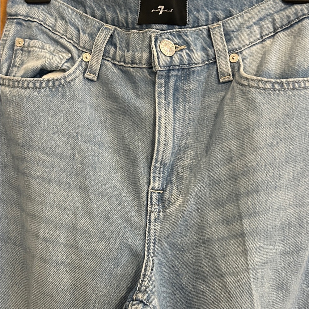 7 For All Mankind Light Blue Wide-Leg Jeans Modern Dojo - Picture 3 of 12